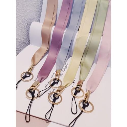 Silk Phone Lanyard Strap For iphone huawei redmi samsung xiaomi Mobile Phone ID Card Neck Long Rope String Key Ring
