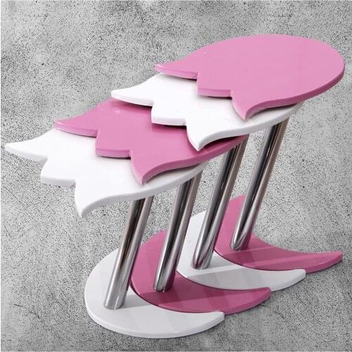 Modern 4 Pcs Lalezar Zigon coffee table-Pink-White coffee tables table basse furniture living room table