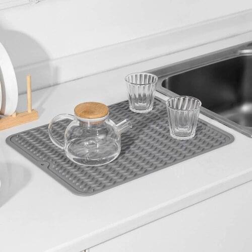Drying Heat Insulation Soft Rubber Dishes Sink Mat Table Kitchen Home Anti Slip Drying Dishes Drain Mat Foldable Pad