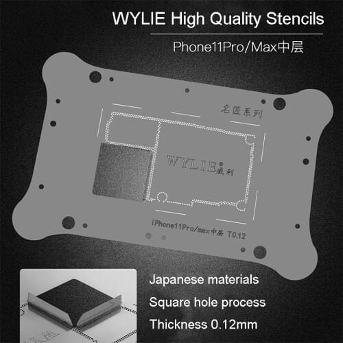 WYLIE High quality Stencil for iphone 11 Pro MAX XS MAX X BGA Reballing Stencil Middle main board Special tin planting steel net