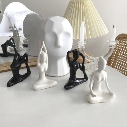Ins Style Yoga Girl Ornaments Desktop Creative Yoga Hall Living Room Decoration Body Ceramic Model Decoration Accessories