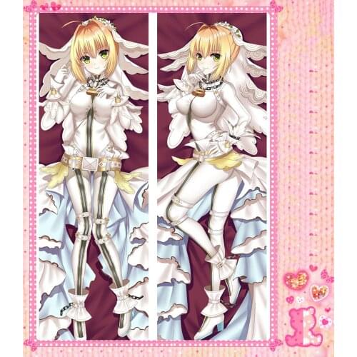 Japanese Anime Cartoon Fate stay night Saber Double sided hugging Pillow Case Cover Pillowcase Peach Skin 2 Way/ WT 77004