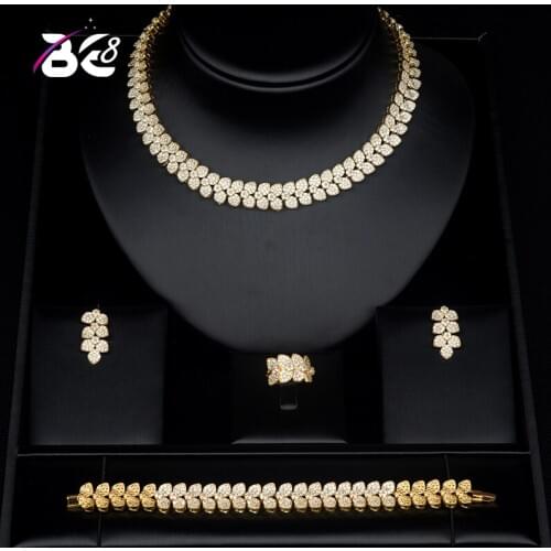 Be 8 Brilliant Cubic Zirconia Wedding Jewelry Sets for Women Bridal 4 pcs Earring Necklace Set Promotion Factory Price S416