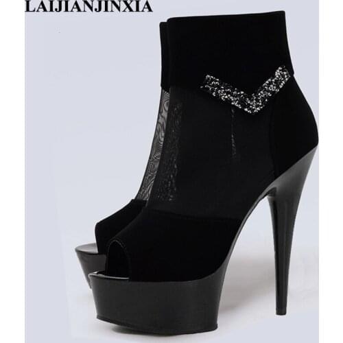 LAIJIANJINXIA 15cm Thin High Heels Women Pole Dance Shoes Sexy Night Club Party Dancing Shoes Platform Ultra Heels Sandals