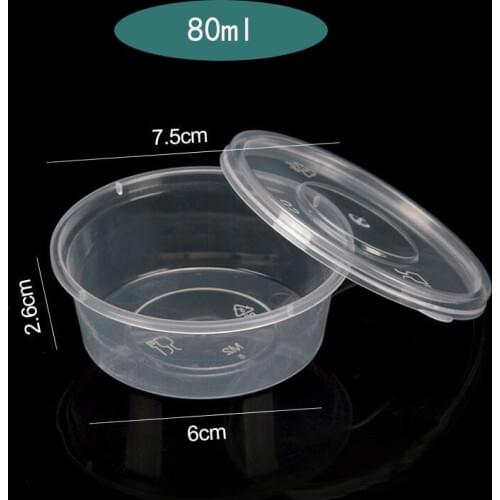 10pcs 80ml Disposable PP Sauce Cups Clear Plastic Chutney Cup with Lids Slime Storage Container Box Kitchen Organizer Cases