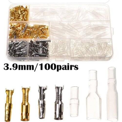 100 Pairs 3.9mm Motorcycle Brass Bullet Male Female Wire Connector With Covers In Stock