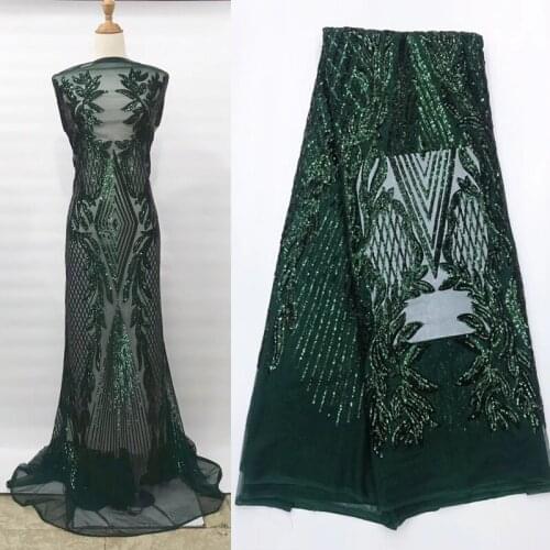 11colors 2019 African sequins lace fabric green French net lace fabric with wonderful embroidery for party dress FNS161