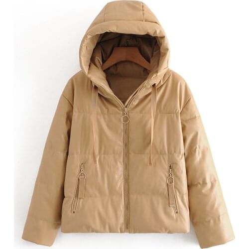 2020 Winter Thick Hoodie Coat Womens Fashion Sturdy Zip Coat Womens Elegant Faux Leather Cotton Jacket