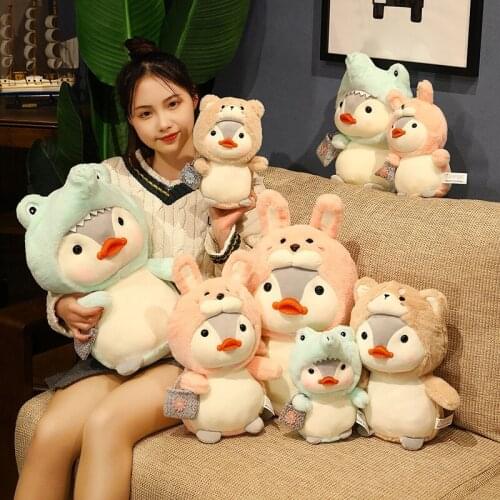 25/35/45cm Creative Transformation Penguin Rabbit Crocodile Kawaii Bear Soft Stuffed Plush Toys Animals For Childrens Gift