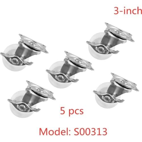 5 Pcs/Lot Caster Spot 3-inch Brake Vientiane Wheel Diameter 7.5cm White Pp Flat Plate With Lock Wear-resistant Roller Nylon