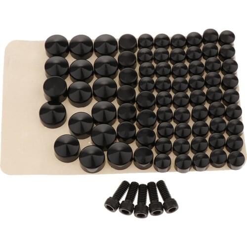 80-Pack Motorbike Black Bolt Toppers Cap Dress Kit for Harley FLT/FLH