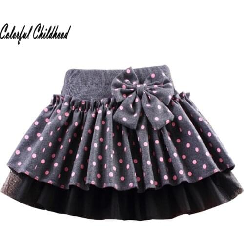 Baby toddler girls skit autumn winter dot bow design tutu skirts warm woolen kids skirt New Year Cute Clothes