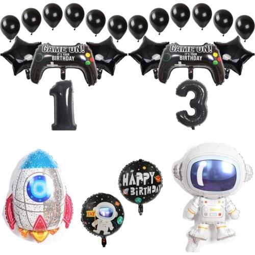 Game Controller Aluminum Foil Balloon birthday party 32 inch number giant Rocket astronaut foil balloons Boy Inflate Toy