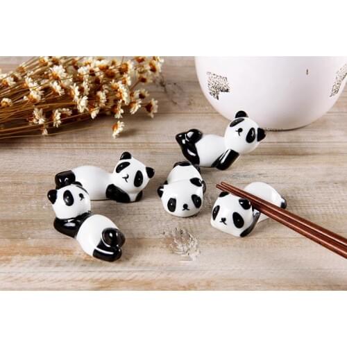 Ceramic Panda Chopsticks Stand Holder Porcelain Spoon Fork Knife Rest Rack Restaurant Table Desk Decor Free Shipping SN1045