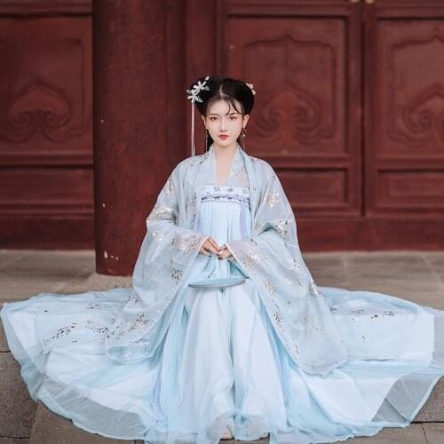 Chinese Traditional Original Clothing Womens Clothing Monthly Skirt Big Sleeve Hot Six Meters Set of Daily Four-piece Set