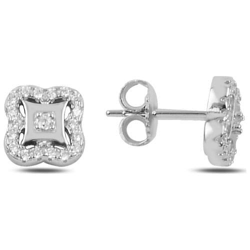 KUTAYDAN Zircon Cubic Zirconia Clover Earrings 925 Sterling Silver