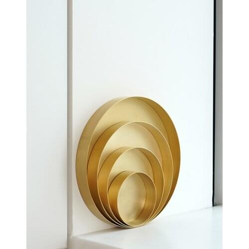 SWEETGO brass round tray for cake dessert decorators brushed metal gold plate for home decorating bakeware photography props