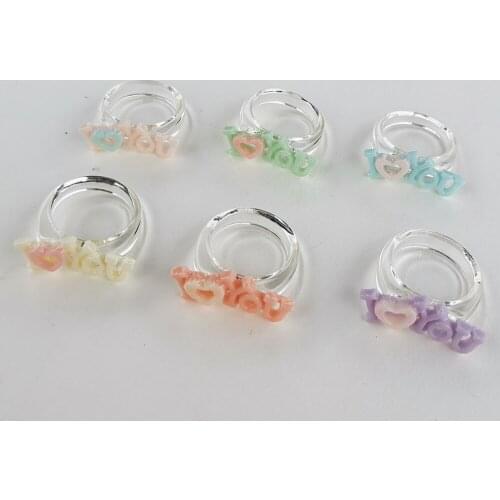 Lost Lady New Lovely I LOVE YOU Letters Resin Rings Cute Multicolor Girls Finger Rings Female Jewelry Gift Party Accessories
