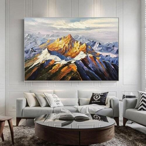 Unframed Painting Home Decor Hand Painted Oil Painting Snow Mountain Wall Art Picture Gift
