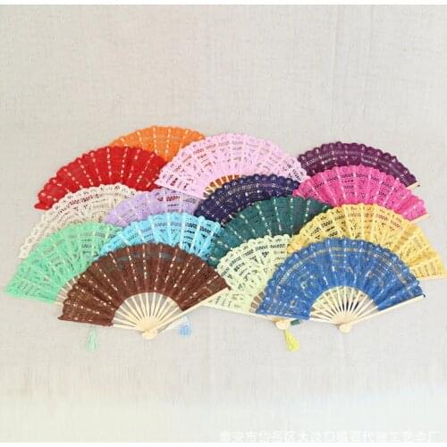 New Handmade Embroidered Lace Fan Bridal Wedding Birthday Party Decorations Free Shipping
