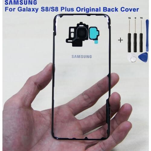 Samsung Original Glass Transparent Back Cover Door For Samsung Galaxy S8 G9500 S8Plus SM-G955 Rear Housing Protective Back Cover
