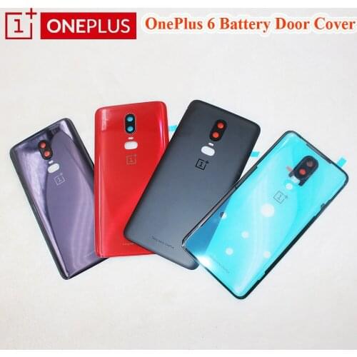 Original Glass Housing For OnePlus 6 Back Battery Cover + Camera Lens Phone Real Door Case + Stickers Repair Parts Oneplus 1+ 6