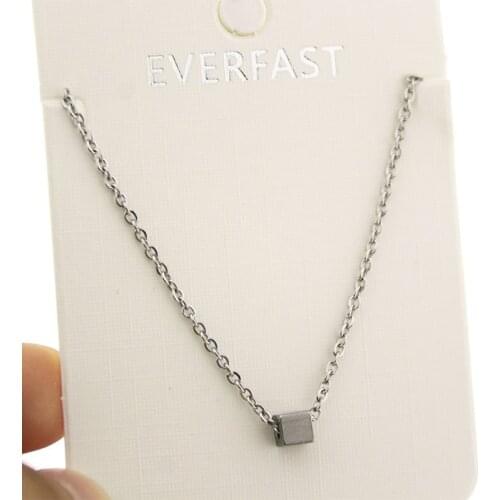 1pc Tiny Cube Stainless Steel Necklace Simple Geometric Pendants Necklaces Women Kids Fashion Jewelry Accessories