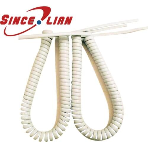 PU PVC Spiral Telephone Line Flat Spring Cable 4 core 28awg White Extension Wire for Hair dryer Flat Extensible Line
