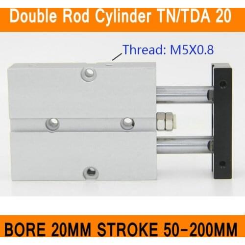 TN20 TDA Twin Spindle Air Cylinder Bore 20mm Stroke 50-200mm Dual Action Air Pneumatic Cylinders Double Action Pneumatic Parts