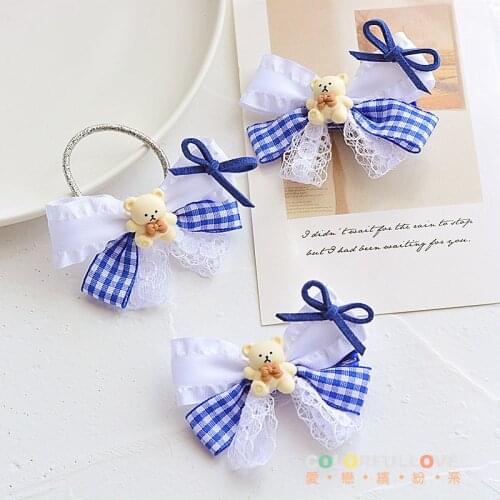 1PCS Cute Bowknot Bear Princess Headwear Kids Elastic Hair Bands Children Hair Ties Ropes Girls Accessories Baby Headdress