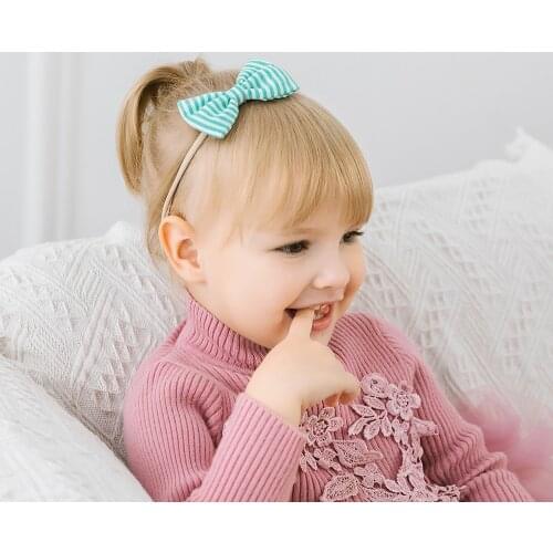 Striped Baby Headband Cute Bow Girl Head Bands Turban Newborn Bow Elastic Headbands Nylon Hairbands Kids Baby Hair Accessories