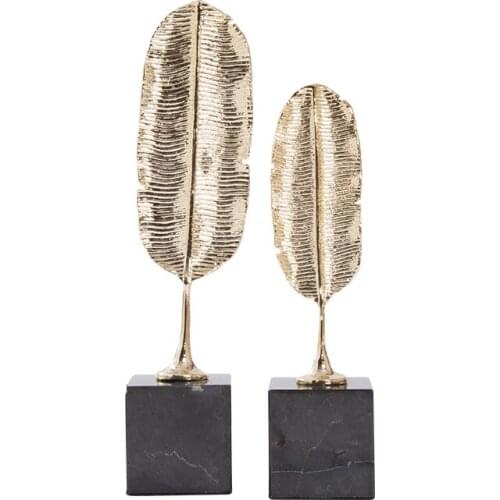 Rzone Modern Light Luxury Style Soft Decorative Ornaments Copper Leaves Maple Leaf Model Room Fashion Craft Gift