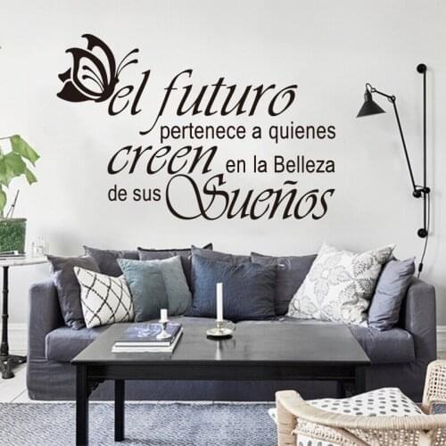 Spain Vinyl Carving Wall Sticker Butterfly Letters Quote Decal Art Removable Wallpaper Fashion Home Decoration Painting DW0669