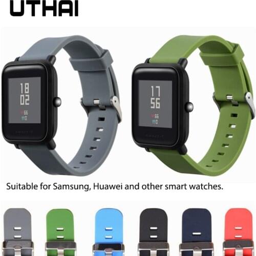 UTHAI P35 Silicone Watch Strap 18mm 20mm 22mm Watch Strap Samsung 360 Huawei Smart Sports Watch Strap