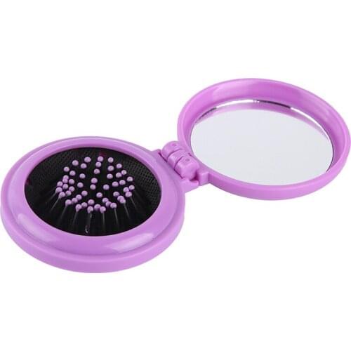 1pc Folding Air Bag Comb with Mirror Compact Pocket Size Portable Travel Hair Brush Cosmetic Mirror Head Massager Relax