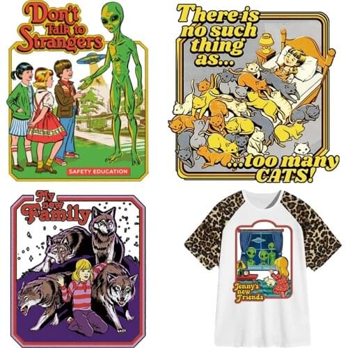 Anime Ufo Alien Patches Thermal Stickers on Clothes Fabric Iron-on Transfers for Clothing Thermoadhesive Patch Diy Applique