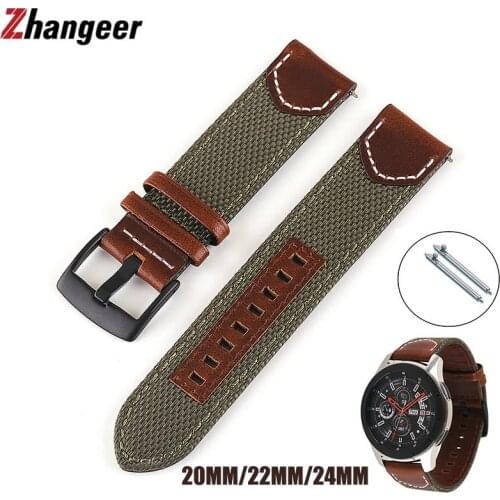 Vintage Nylon Watchband 20MM 22MM 24MM Quick Release Wristband For Samsung Galaxy 42MM 46MM gearS2 S3 Active 2 Leather Straps