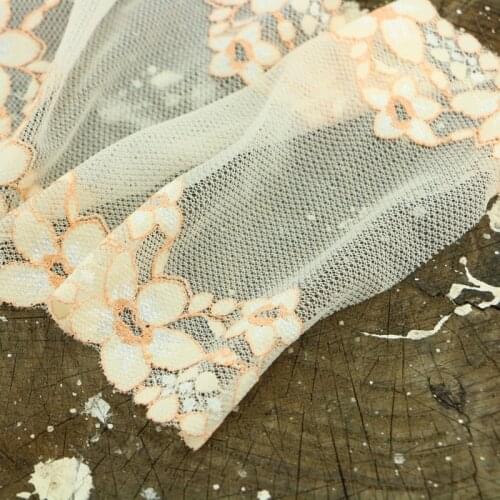 1METER pink mesh cloth lace embroidered garment sewing supplies DIY ribbon decoration 18CM