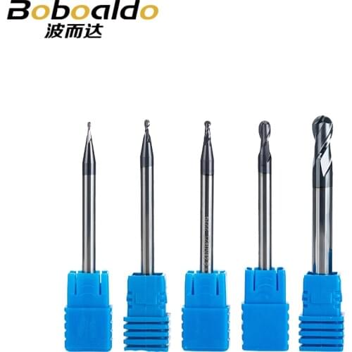 1pc 2 flutes Ball Nose Solid Carbide End mills CNC Milling Cutter HRC45 R0.5 0.75 1 1.75 3 5mm cnc tools milling cutter