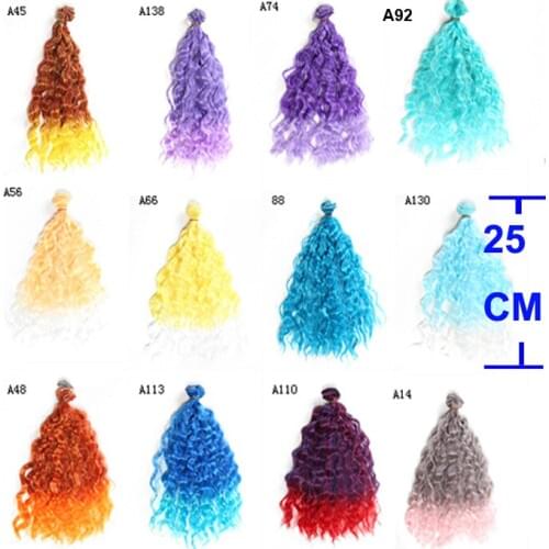 1 piece doll hair 25cm*100CM thick heat resistant small long curly brown black SD OD doll wigs hair for 1/3 1/4 1/6 BJD DIY