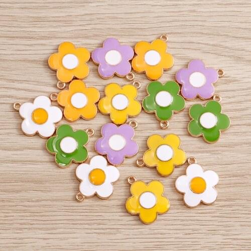 10pcs 18*20mm Romantic Mini Flower Charms for Jewelry Findings DIY 5 Color Enamel Charms Necklaces Pendants Earrings Making