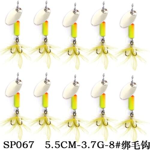 10pcs Metal Spinner Baits Arttificial Spoon Bass Fishing Lure With Feather Treble Hooks Trout Pike Fishing tackle Pesca