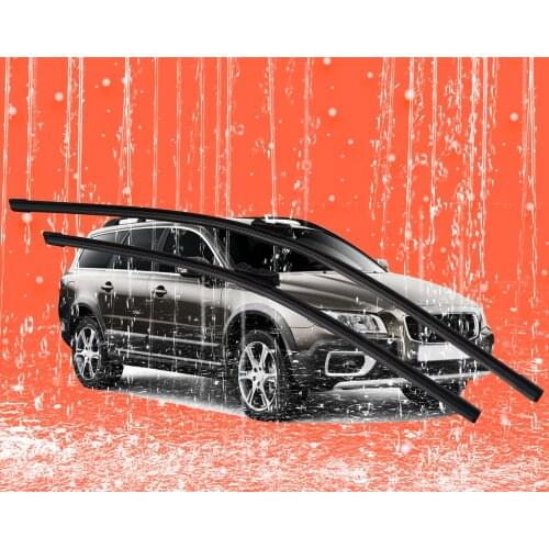 2 pcs Front Windshield Bracketless Wiper Blades Set 26"+20" Fit for Volvo XC70 V50 V60 V70 XC60 ONLY PUSH BUTTON STYLE CLIP