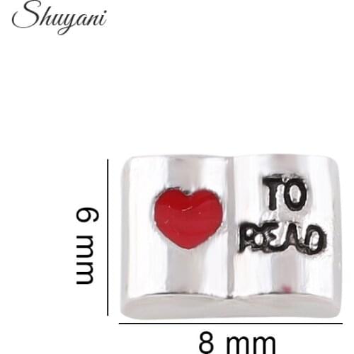 20Pcs/lot Alloy Love to Read Book Floating Locket Charms For Glass Locket Bracelet Teachers Day Student Gift Jewelry Wholesale