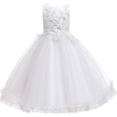 2021 Summer New Fashion Cute Children Evening Dress Lace Gauze Girl Princess Pettiskirt Girl Costumes Birthday Party Dress 4-12Y