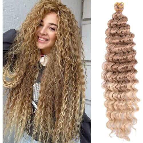 22-28inch Freetress Deep Twist Crochet Hair Natural Synthetic Braids Hair Ombre Crochet Braiding Hair Extensions For Woman