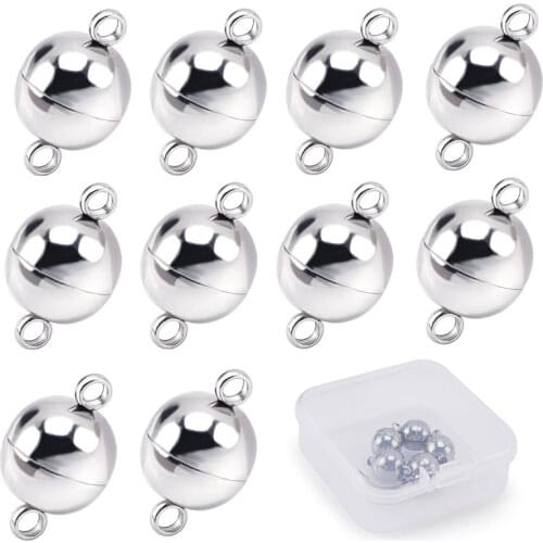 5 Sets Stainless Steel Magnetic Clasps Original Color Round Magnet Converter Jewelry Clasps for Bracelet Necklace Making DIY