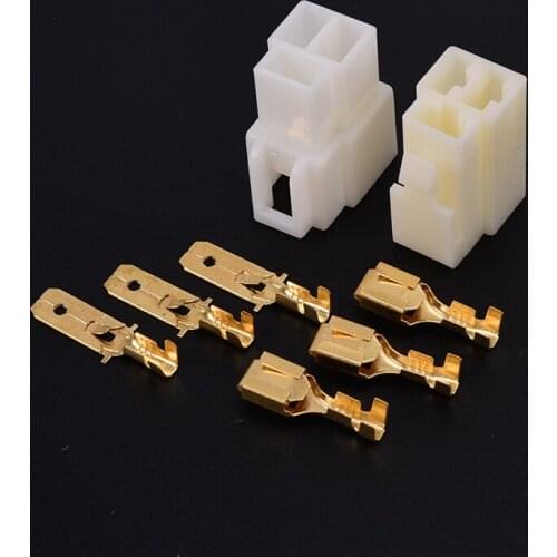 5pcs 6.3mm 3 Pin Automotive Electrical Wire Connector Male Female Cable Terminal Plug Kits Motorcycle Ebike Car Accessories