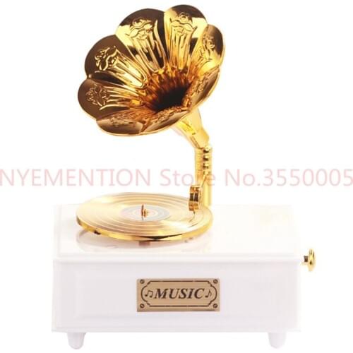 Gramophone Drawer Music Box for Home Accessory Wedding Birthday Gift Figurine Jewelry Box Hand Crank Carousel Music Boxes 5pcs