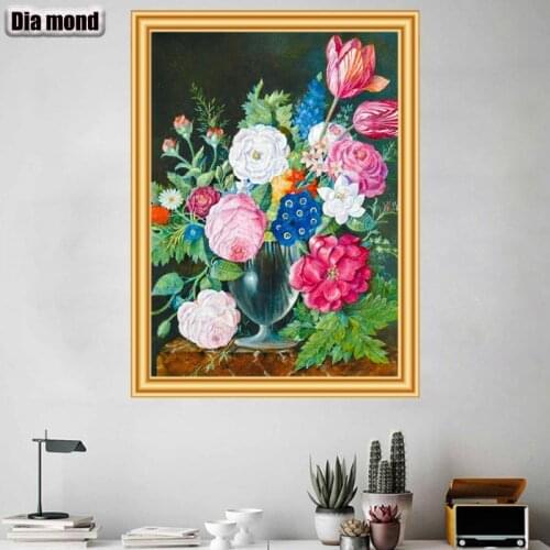 5D DIY Diamond Painting Flowers Cross Stitch Full Drill Diamond Embroidery Mosaic Rose Art Picture of Rhinestones Home Decor